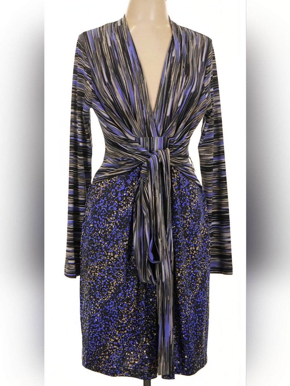 BCBGmaxazria Purple Geometric Long Sleeve‎ Dress Nordstrom Size M